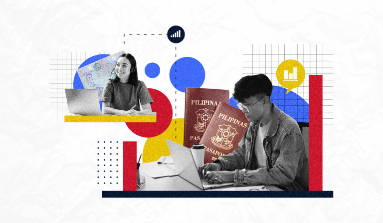 Digital Nomad Visa: Everything You Need to Know in 2025 Digital Nomads pictured in black and white placed on a white background with two passports in the center.