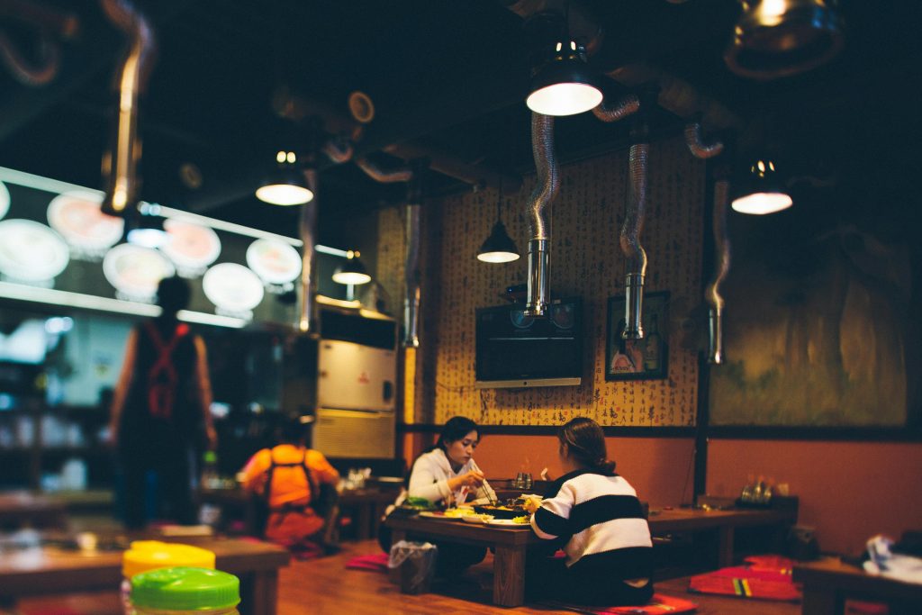 Communal dining in Korean culture.
